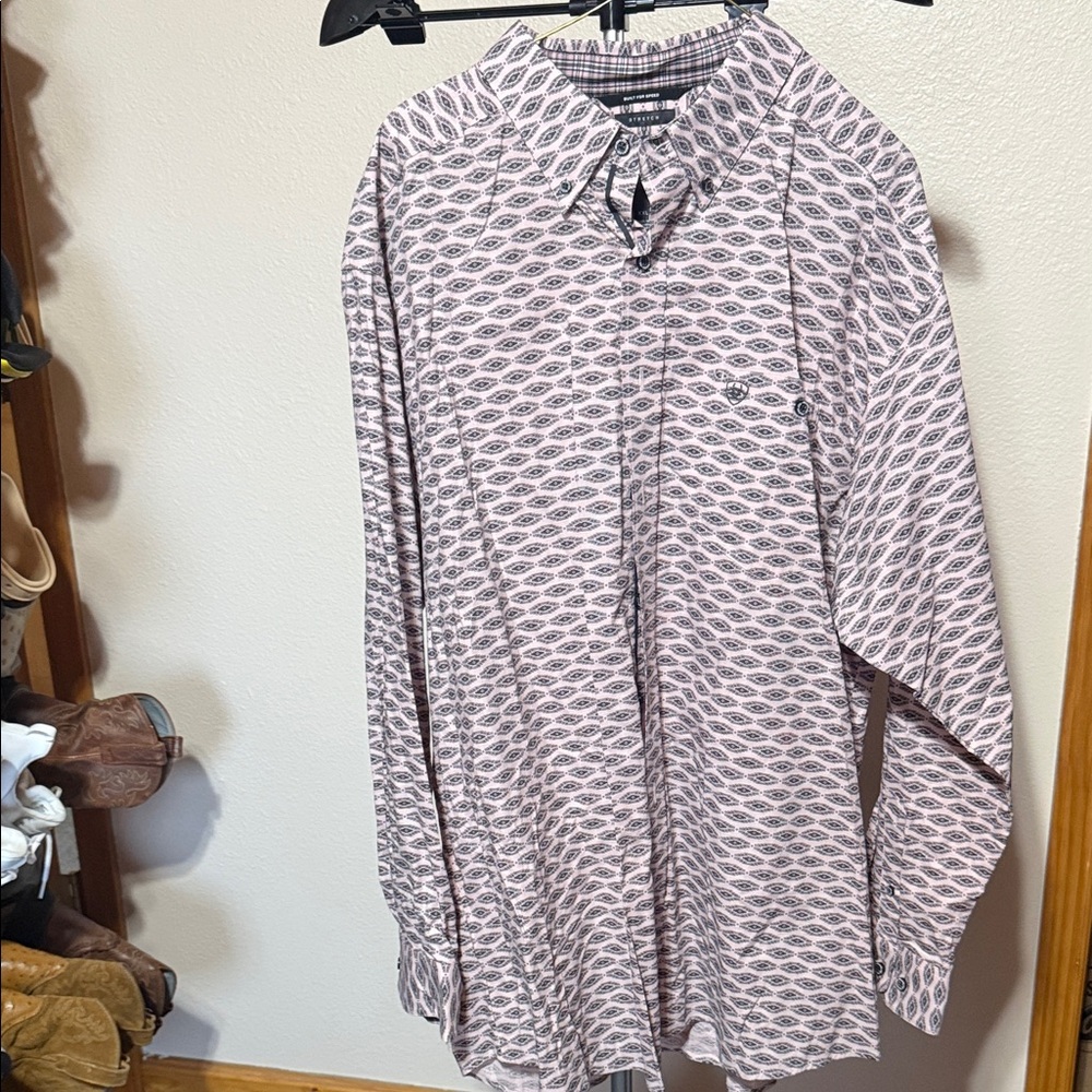 Ariat Men's Casual Button Down Shirt - Black and White Geometric
